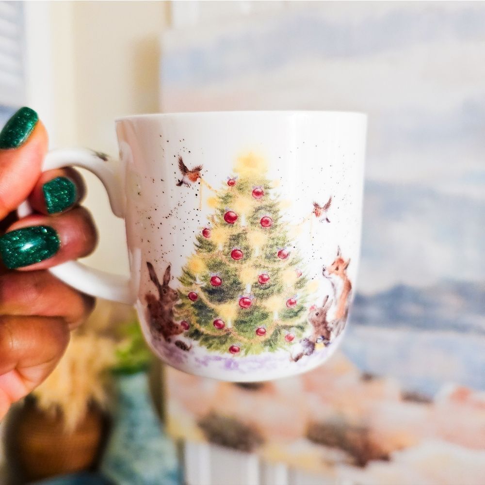 Wrendale Designs Bone China Mug by Hannah Dale/Royal Worcester OH CHRISTMAS TREE